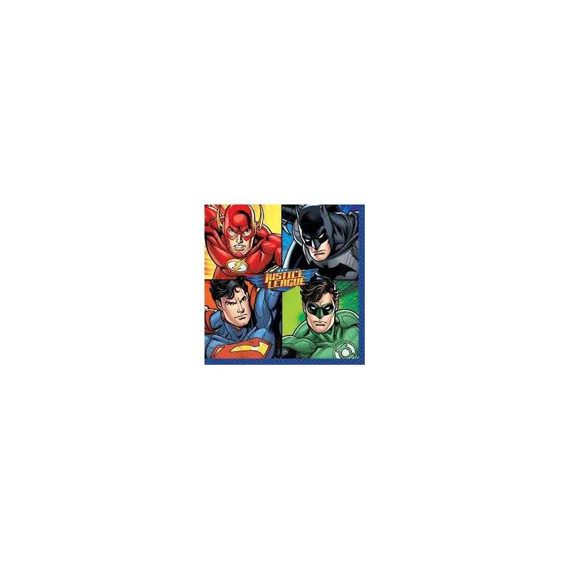 16 SERVIETTES JUSTICE LEAGUE 33 X 33 CM