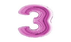 BALLON METALLIQUE CHIFFRE 3 ROSE FUSCHIA 102 CM
