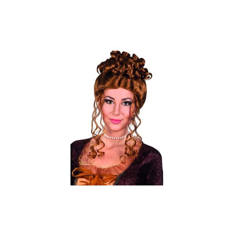 PERRUQUE RENAISSANCE CHIGNON BOUCLE MARRON 