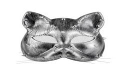 MASQUE CHAT GRIS STEAMPUNK AVEC PIQUE 