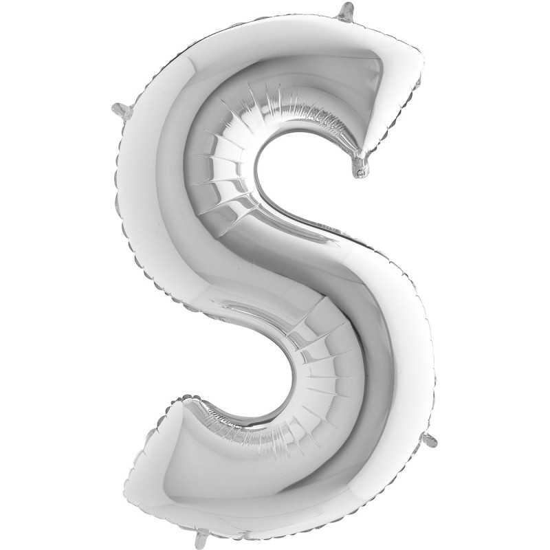 BALLON METALLIQUE LETTRE S ARGENT 101CM