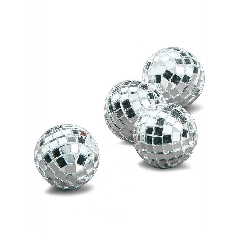 4 MINI BOULES A FACETTES ARGENTEES