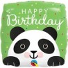 BALLON METALLIQUE CARRE HAPPY BIRTHDAY PANDA 46CM