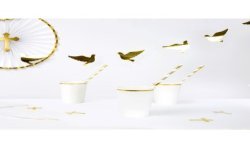 6 GOBELETS CARTON BLANCS LIGNE OR 260 ML