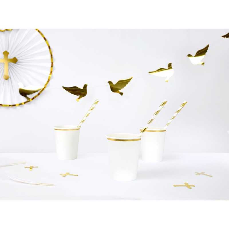 6 GOBELETS CARTON BLANCS LIGNE OR 260 ML 