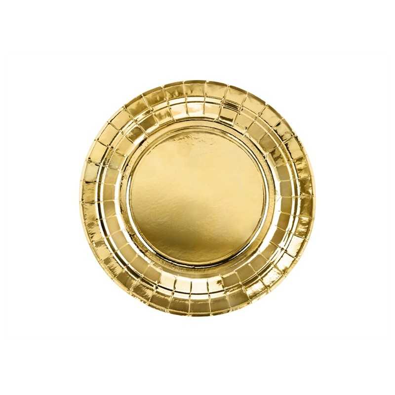 6 ASSIETTES CARTON OR 18 CM