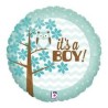BALLON ROND METALLIQUE IT'S A BOY HIBOU HOLO 46 CM