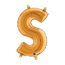 BALLON METALLIQUE LETTRE S OR 35 CM