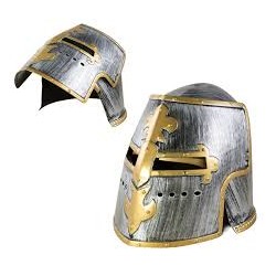 CASQUE DE CHEVALIER OU HEAUME OR ET GRIS