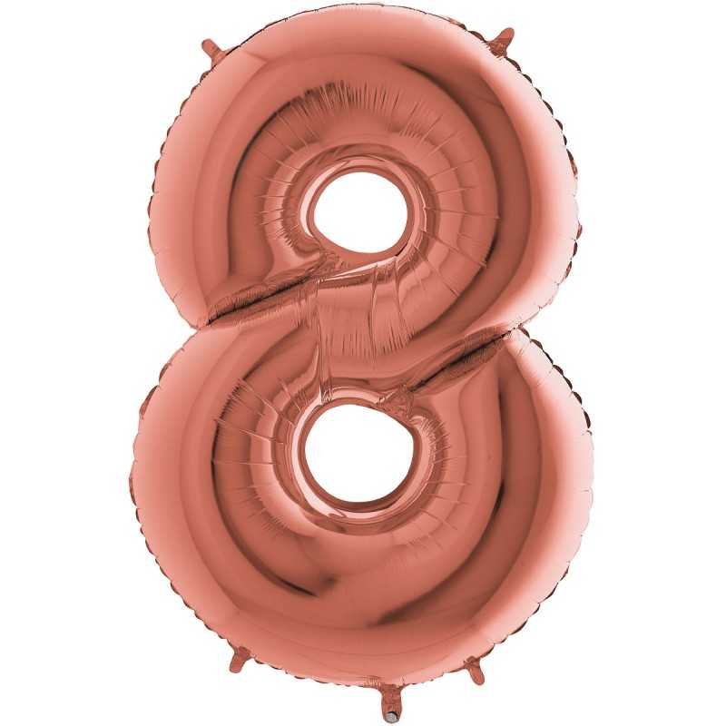 BALLON METALLIQUE CHIFFRE 8 ROSE GOLD 35 CM