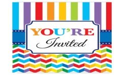 20 INVITATIONS ANNIVERSAIRE MULTICOLORES