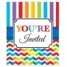 20 INVITATIONS ANNIVERSAIRE MULTICOLORES
