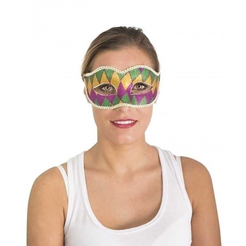 LOUP VENITIEN ARLEQUIN VIOLET, VERT ET OR