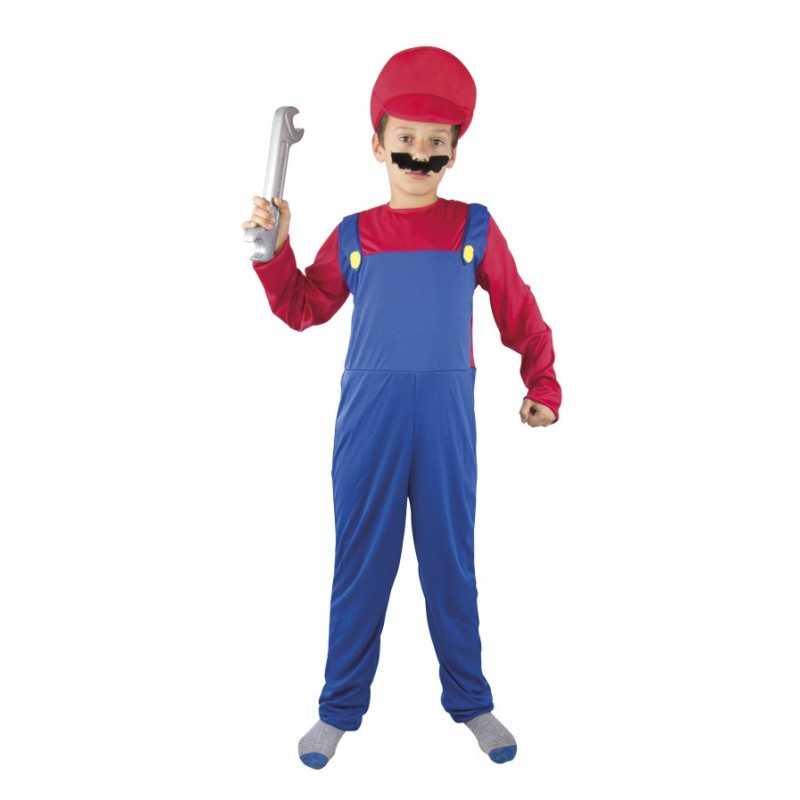 DEGUISEMENT ENFANT PLOMBIER MARIO ROUGE ET BLEU TAILLE 140-160 CM