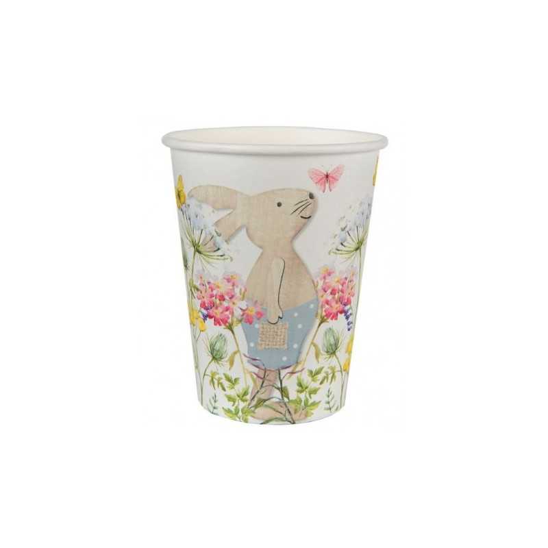 10 GOBELETS LAPINS FLEURS PAPILLONS