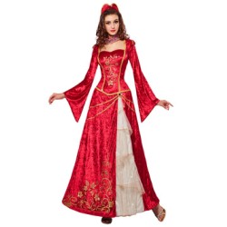 DEGUISEMENT PRINCESSE RENAISSANCE ROUGE ET OR TAILLE L
