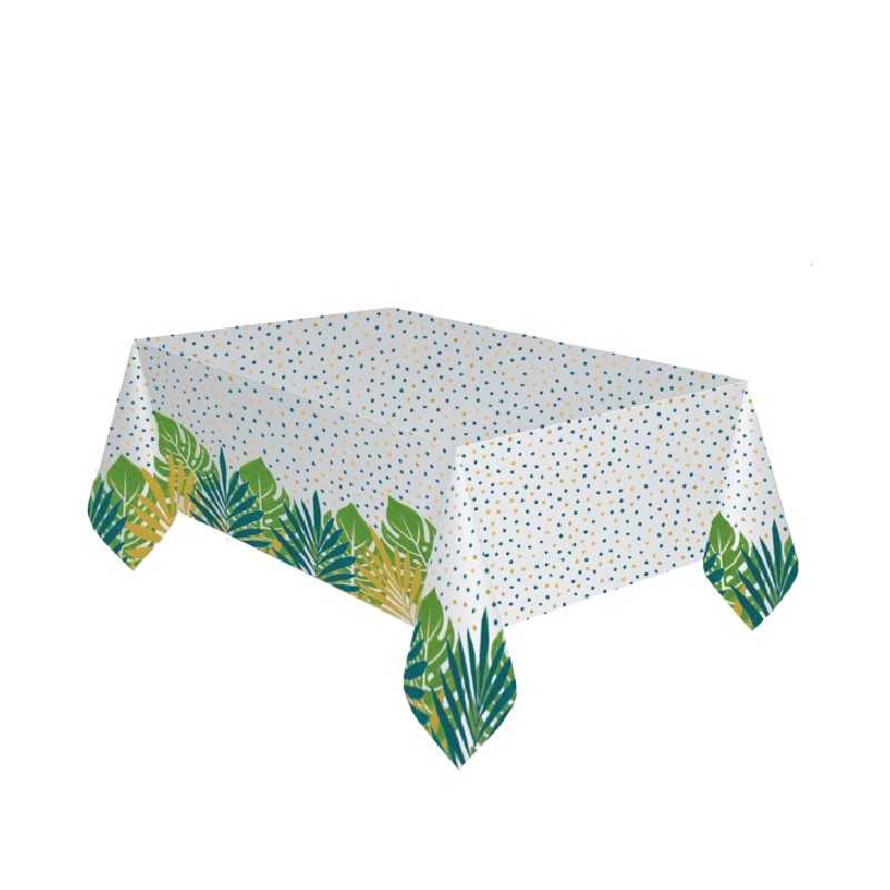 NAPPE EN PAPIER FEUILLES VERTES TROPICALES 120 X 180 CM