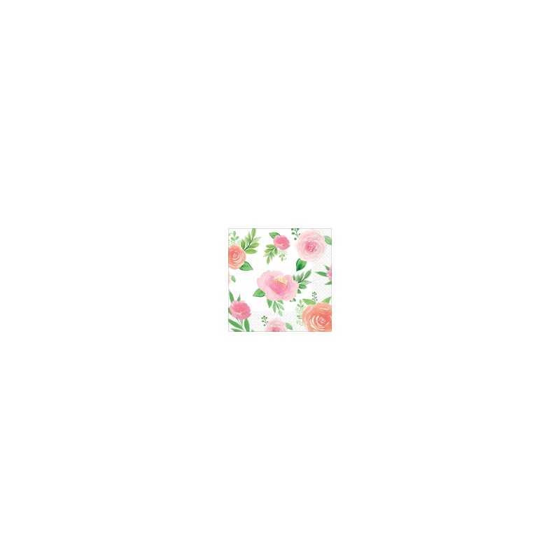 16 SERVIETTES FLORAL BABY 24 X 24 CM