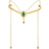 DIADEME METALLIQUE MEDIEVAL ELFIQUE OR PIERRE VERTE