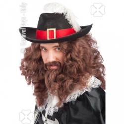 PERRUQUE MOUSQUETAIRE AVEC BOUC CHATAIN