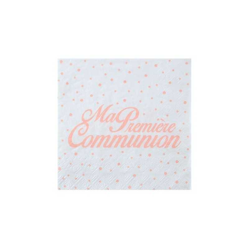 20 SERVIETTES MA PREMIERE COMMUNION CORAIL 33 X 33 CM