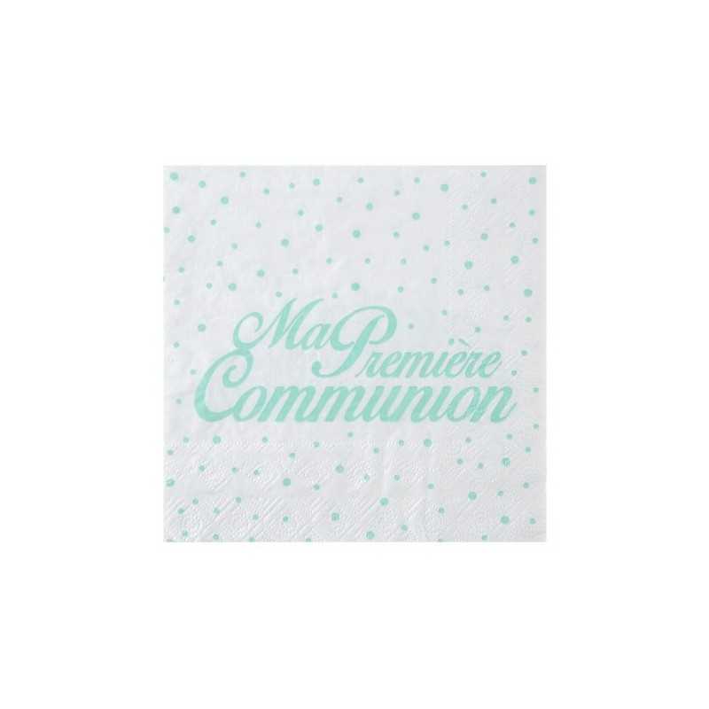 20 SERVIETTES MA PREMIERE COMMUNION MENTHE 33 X 33 CM