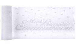 CHEMIN DE TABLE MA PREMIERE COMMUNION BLANC 5 METRES