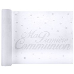 CHEMIN DE TABLE MA PREMIERE COMMUNION BLANC 5 METRES
