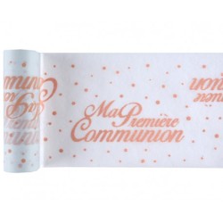 CHEMIN DE TABLE MA PREMIERE COMMUNION CORAIL 15 CM X 5 M