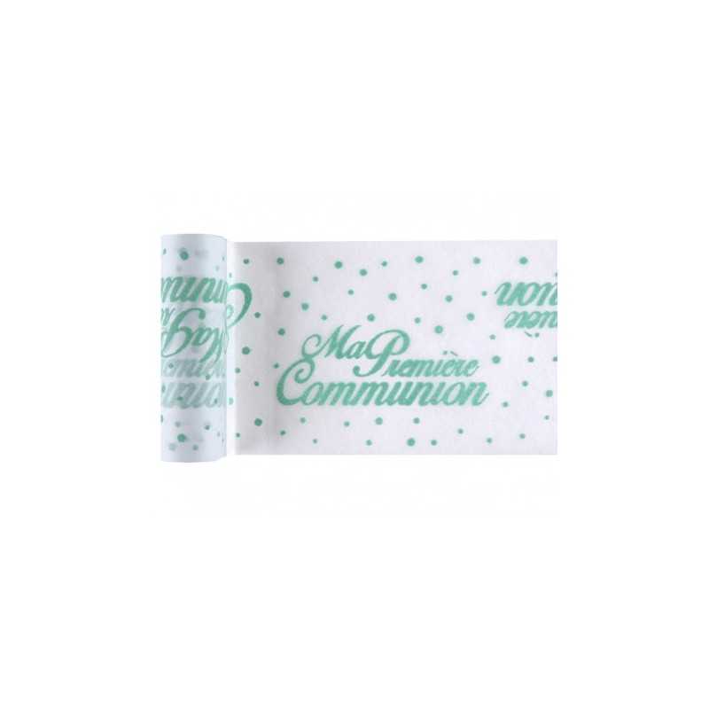 CHEMIN DE TABLE MA PREMIERE COMMUNION MENTHE 15 CM X 5 M