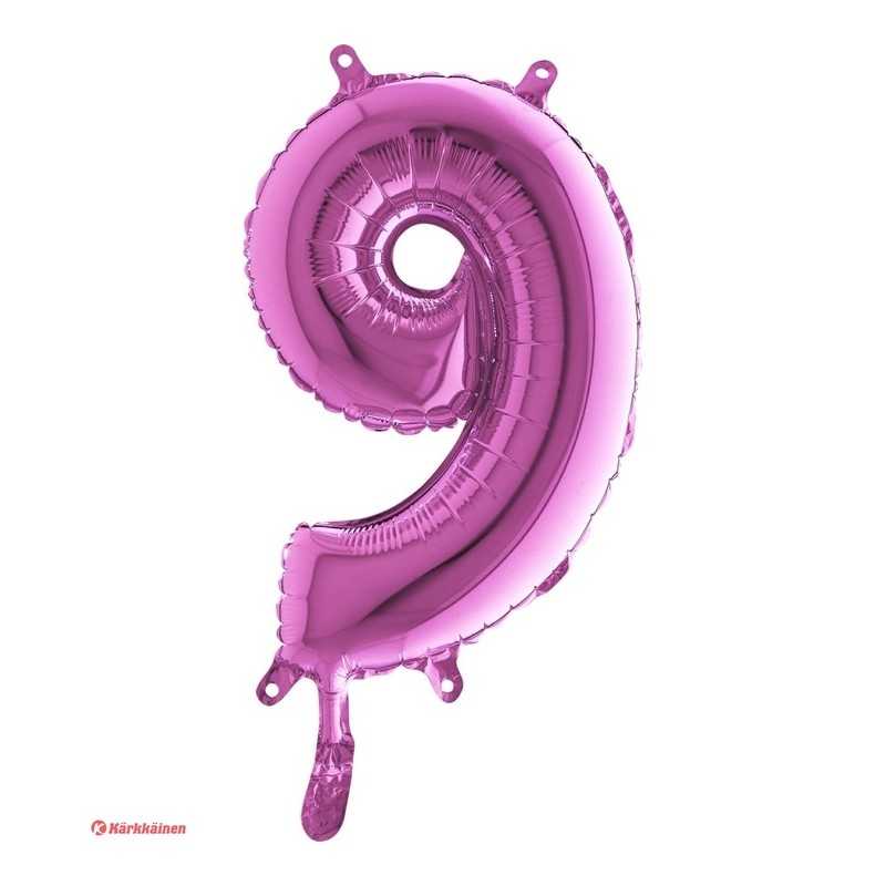 BALLON METALLIQUE CHIFFRE 9 FUSCHIA 35CM