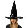 CHAPEAU SORCIERE POINTUE NOIR AVEC BOUCLE ARGENT