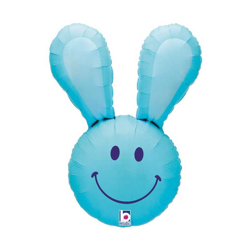 BALLON METALLIQUE TETE DE LAPIN BLEUE 94 CM