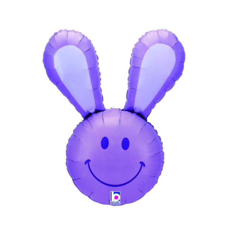 BALLON METALLIQUE TETE DE LAPIN VIOLET 94 CM