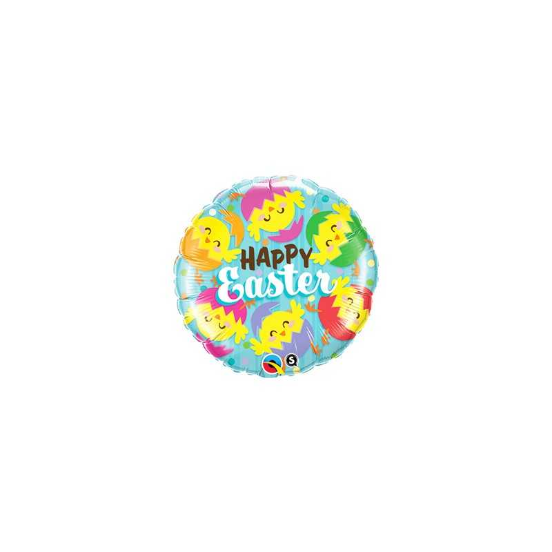 BALLON METALLIQUE ROND HAPPY EASTER 46 CM