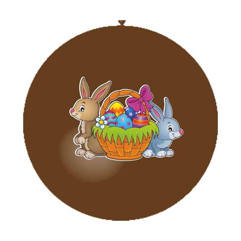 BALLON LATEX 3' PAQUES PANIER LAPIN 2 FACES