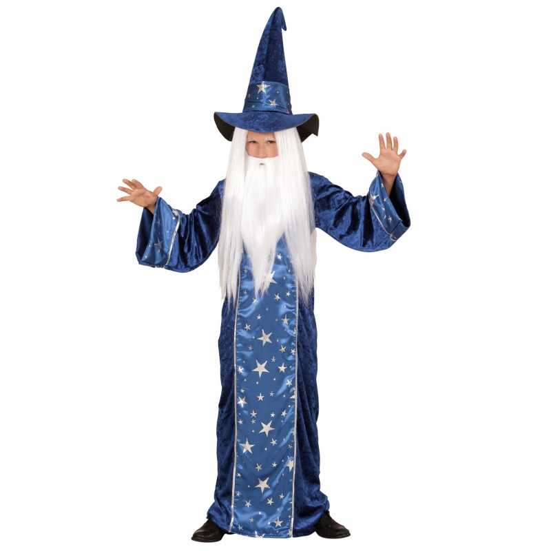 DEGUISEMENT MERLIN MAGICIEN BLEU NUIT ETOILEE TAILLE 13 ANS