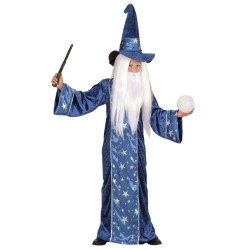 DEGUISEMENT MERLIN MAGICIEN BLEU NUIT ETOILEE TAILLE 13 ANS