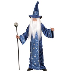 DEGUISEMENT MERLIN MAGICIEN BLEU NUIT ETOILEE TAILLE 13 ANS
