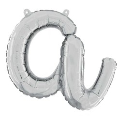 BALLON METALLIQUE LETTRE A SCRIPT ARGENT 35 CM