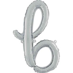 BALLON METALLIQUE LETTRE B SCRIPT ARGENT 35 CM