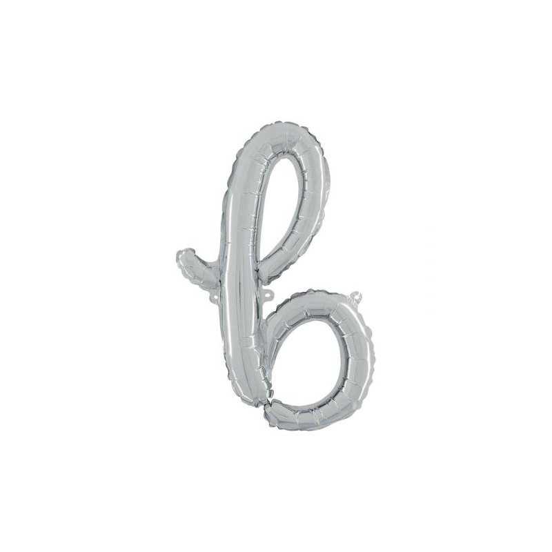 BALLON METALLIQUE LETTRE B SCRIPT ARGENT 35 CM