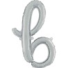 BALLON METALLIQUE LETTRE B SCRIPT ARGENT 35 CM