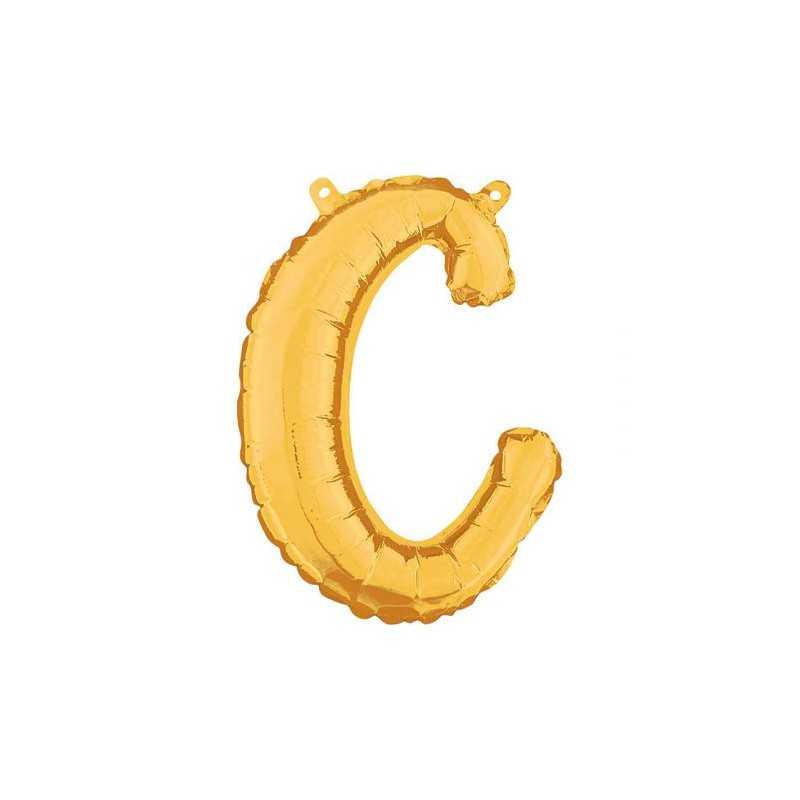 BALLON METALLIQUE LETTRE C CURSIVE OR 36 CM