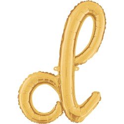 BALLON METALLIQUE LETTRE D CURSIVE OR 36 CM 