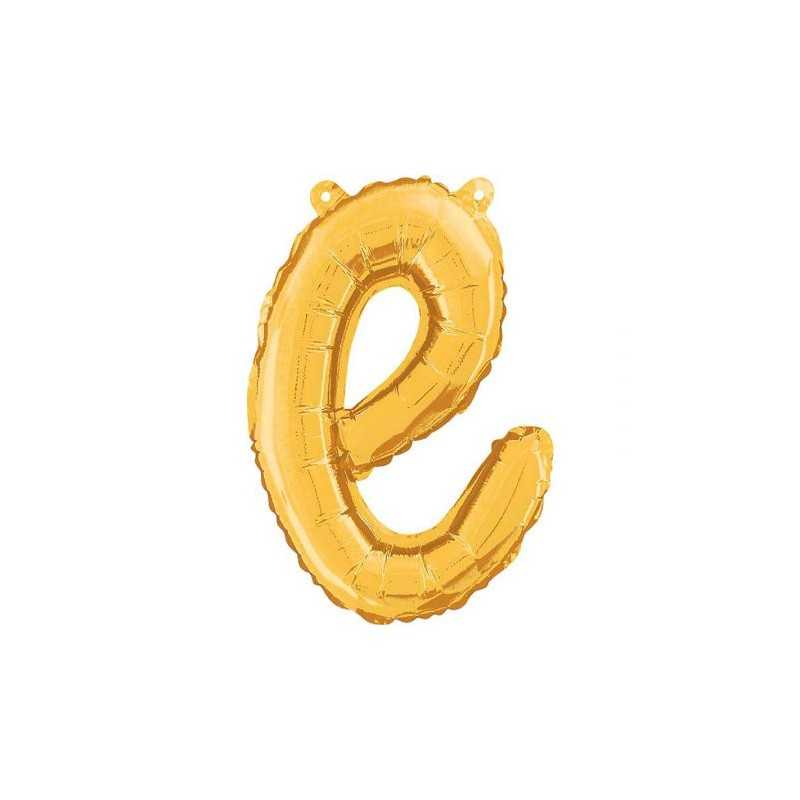 BALLON METALLIQUE LETTRE E CURSIVE OR 36 CM