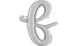 BALLON METALLIQUE LETTRE F SCRIPT ARGENT 35 CM