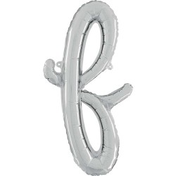 BALLON METALLIQUE LETTRE F SCRIPT ARGENT 35 CM