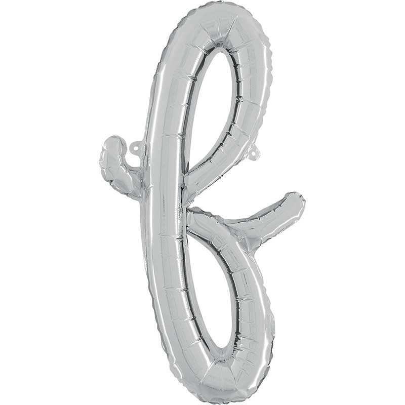 BALLON METALLIQUE LETTRE F SCRIPT ARGENT 35 CM