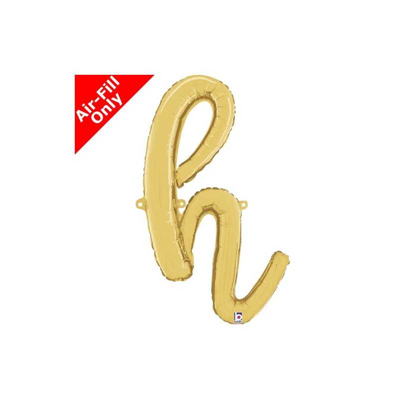 BALLON METALLIQUE LETTRE H CURSIVE OR 36 CM